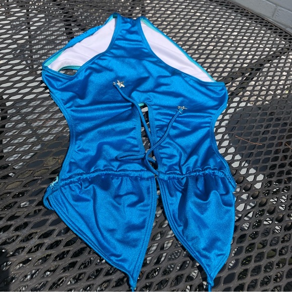 Billabong Glittery Blue Cut Out One Piece size L - Picture 3 of 10